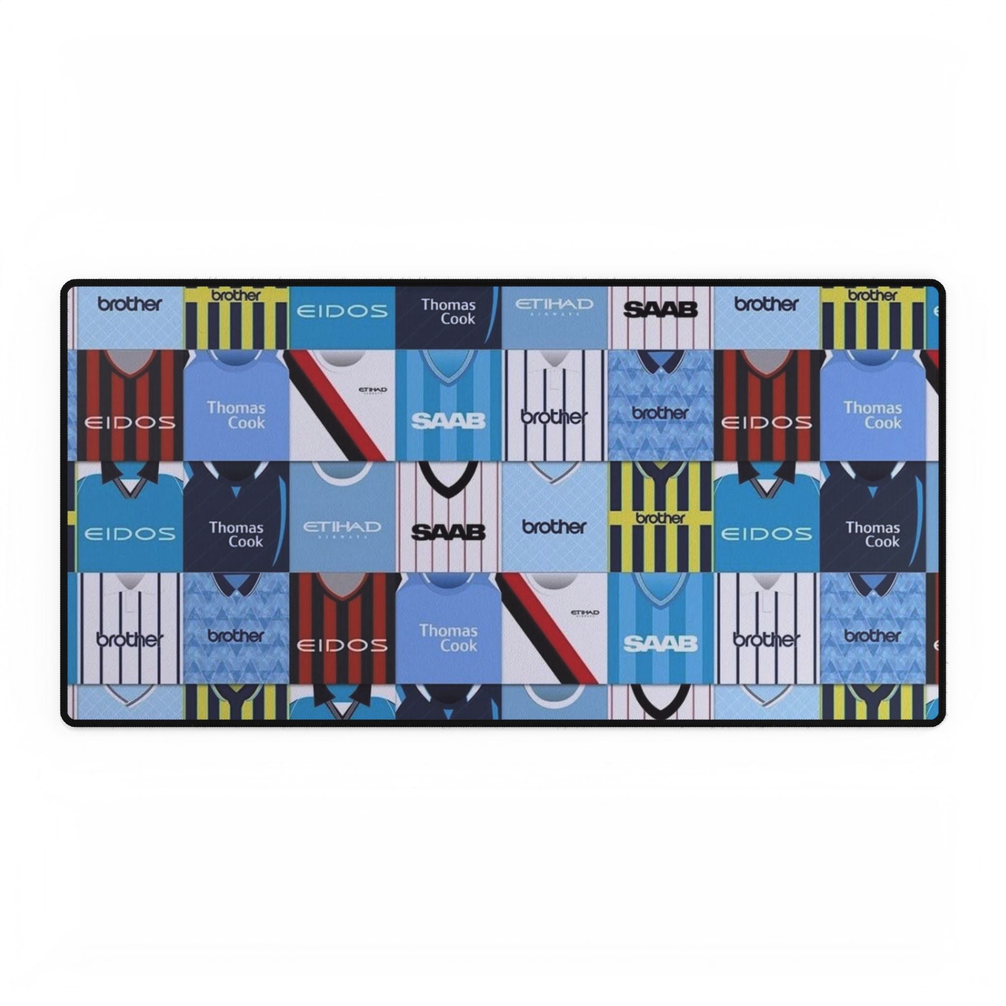 Manchester City Football Kit Patchwork Desk Mat — Retro Soccer Jersey Gaming Mousepad