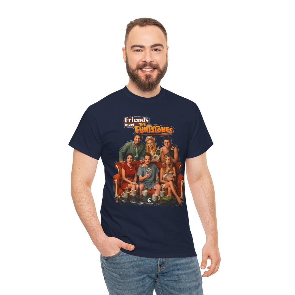 Friends meets the Flintstones TV Sitcom Cast Graphic Tee — 'Friends' Retro Couch Design