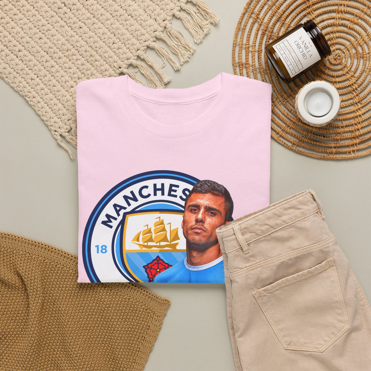 Rodri Manchester City Legend Football Tee — Player Portrait Soccer Shirt