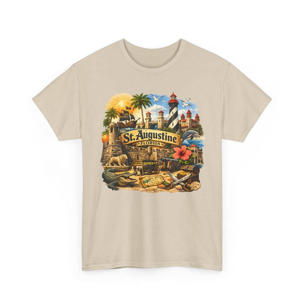 St. Augustine Florida Vintage Travel Tee — Retro Beach & Lighthouse Souvenir T-Shirt