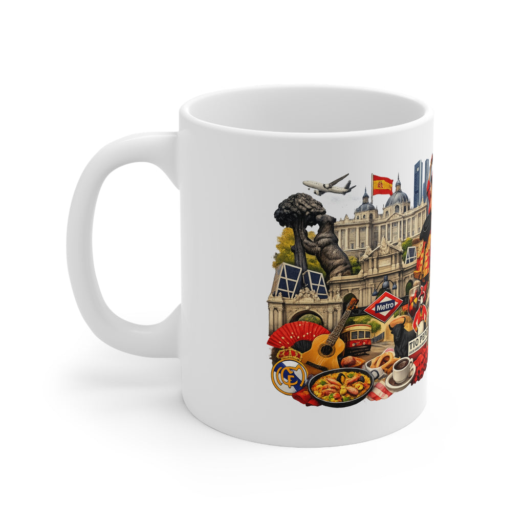 Spain Souvenir Mug — Spanish Landmarks & Cuisine Ceramic Coffee Cup (11oz/15oz)