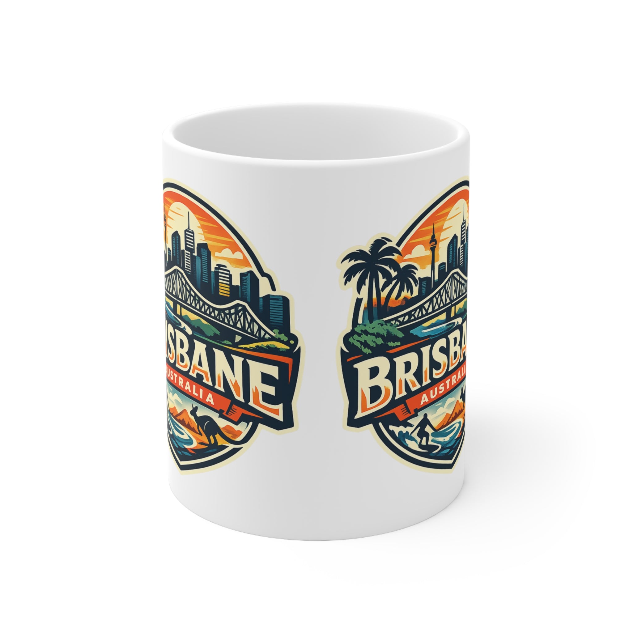 Brisbane Skyline Ceramic Mug — Australia City Souvenir Coffee Cup (11oz & 15oz)