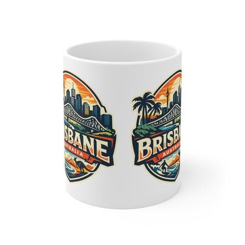 Brisbane Skyline Ceramic Mug — Australia City Souvenir Coffee Cup (11oz & 15oz)