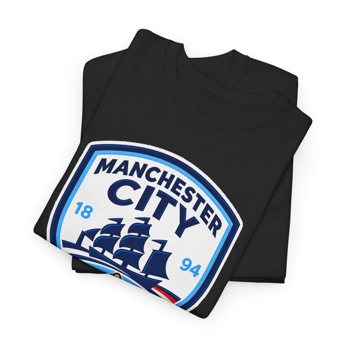 Manchester City Inspired Crest Cotton T-Shirt