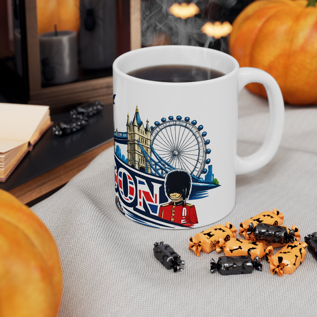 London Skyline Ceramic Mug — Union Jack 'London' Coffee Cup (11oz & 15oz)