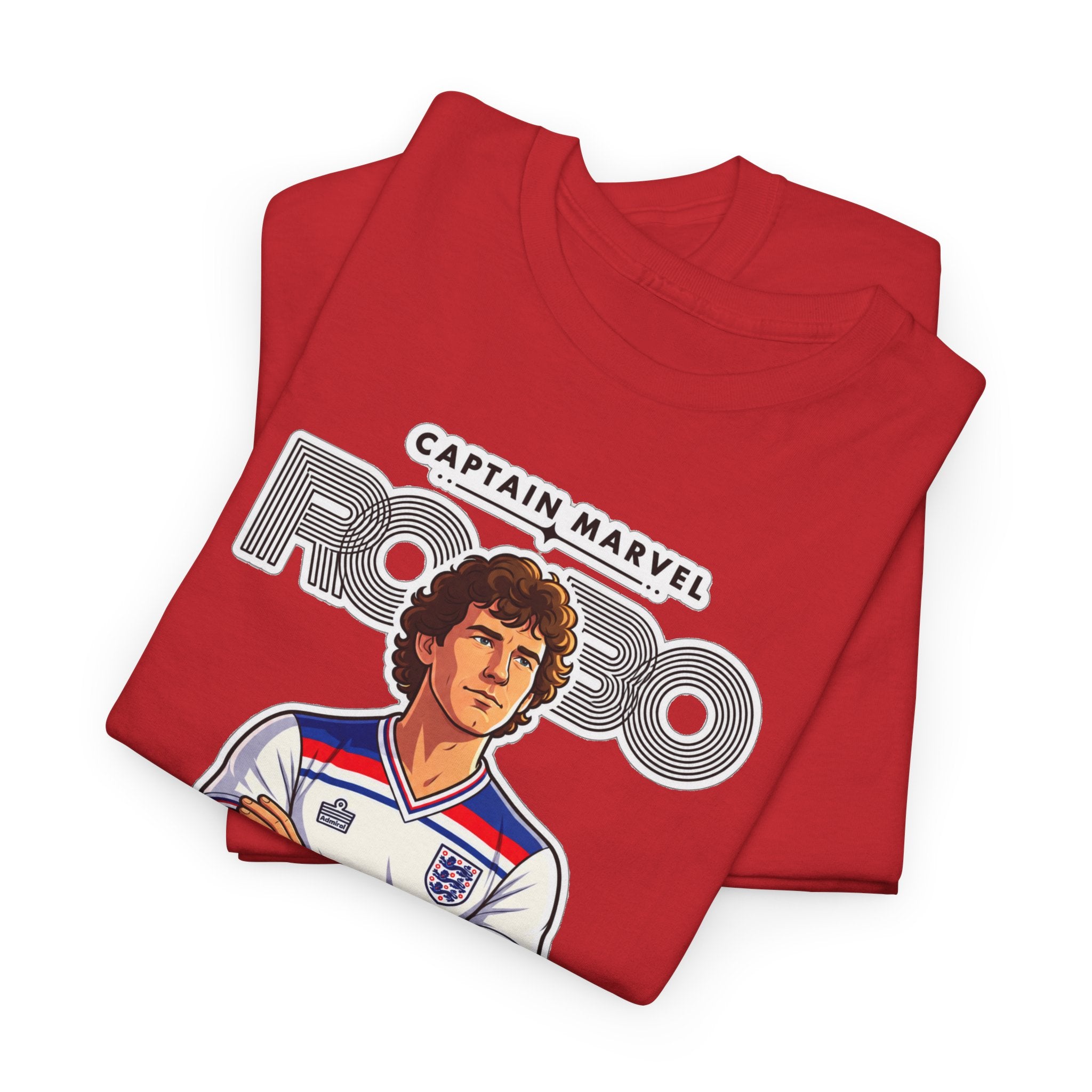 Bryan Robson Retro England Football Cotton T-Shirt / Tee — "Captain Marvel" Soccer Player Graphic