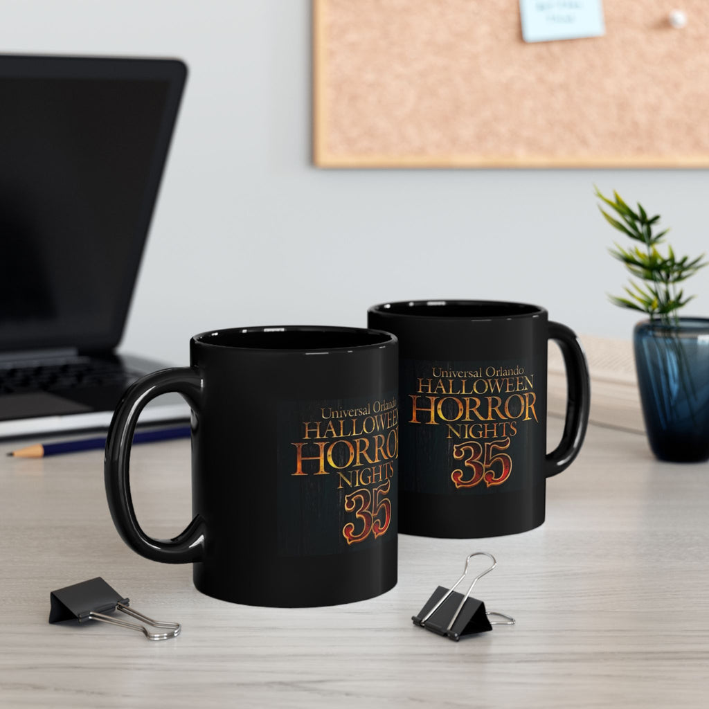 Halloween Horror Nights 35 Black Coffee Mug — Universal Orlando Souvenir (11oz & 15oz)
