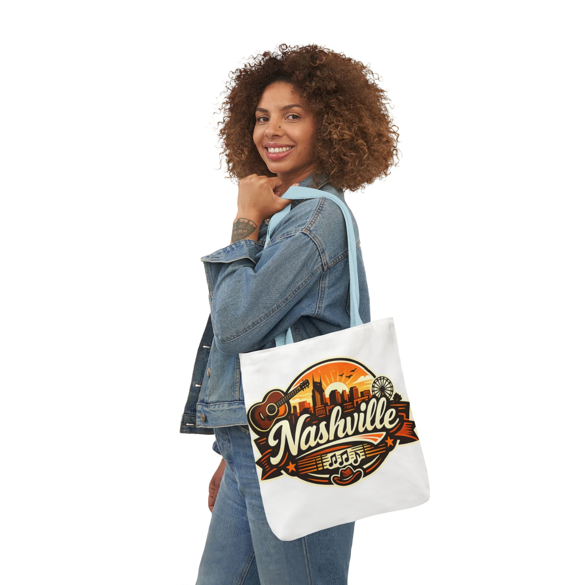 Nashville Sunset Tote Bag — Country Music Skyline Canvas Tote