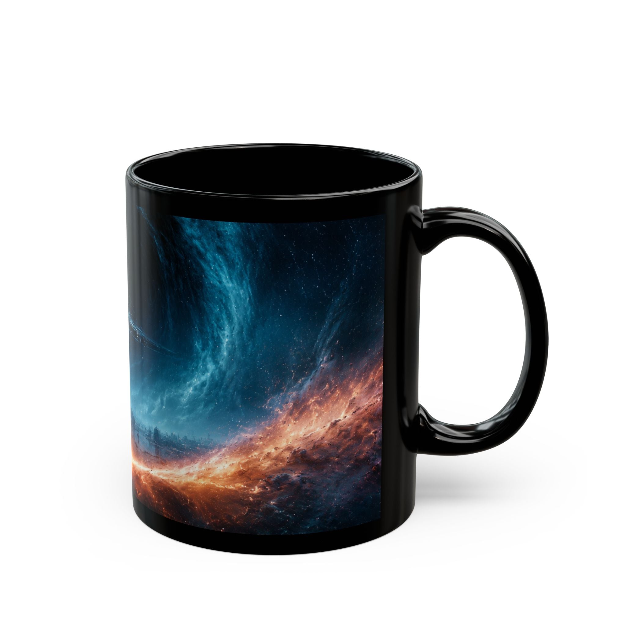 Empire Star Destroyer Galaxy Vortex Black Mug — Cosmic Space Coffee Cup (11oz & 15oz)