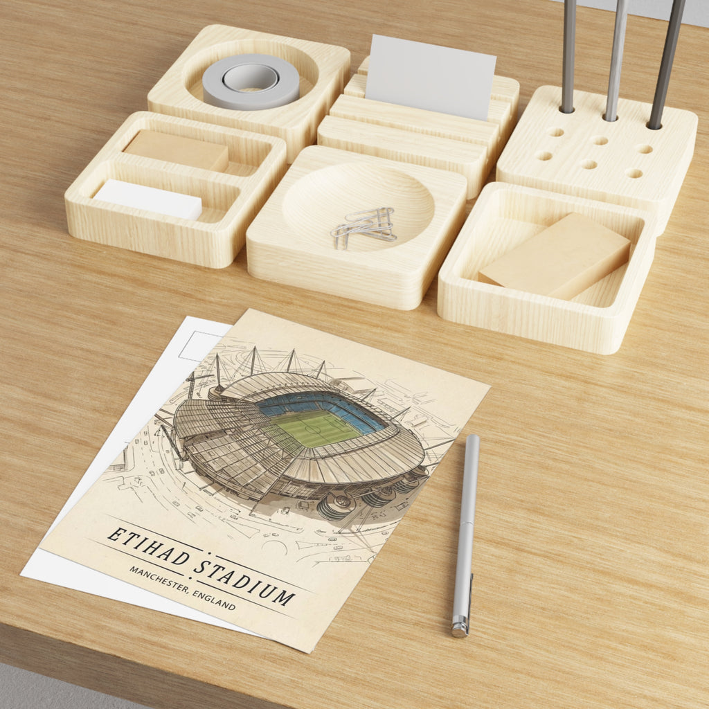Etihad Stadium Vintage Postcards — Manchester Stadium Fine Art Set
