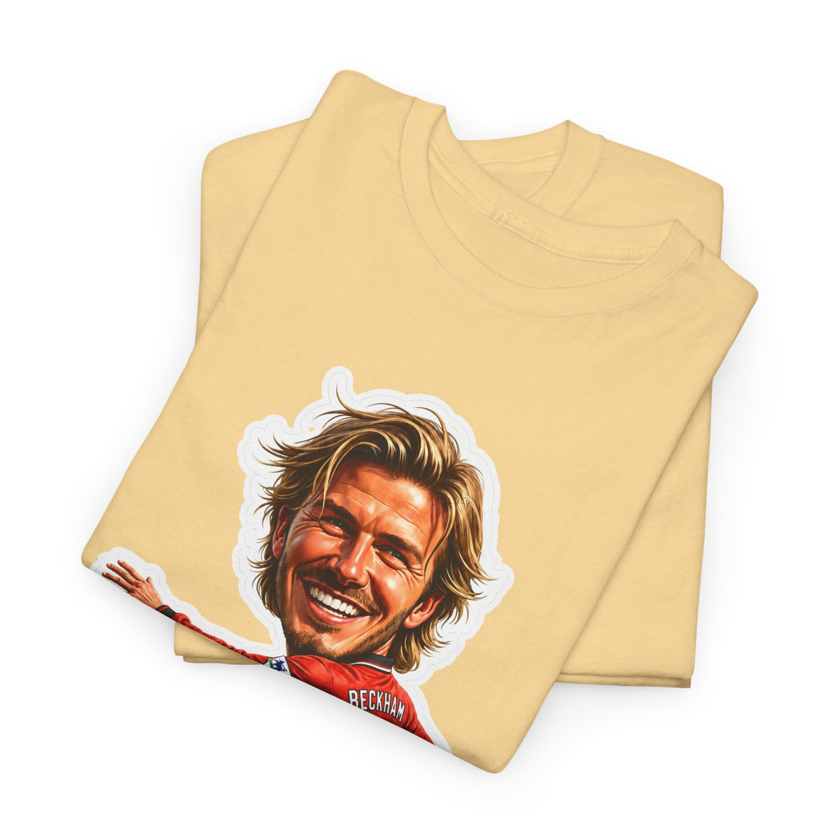 Beckham Caricature Cotton T-Shirt — Retro Football Player Graphic Tee