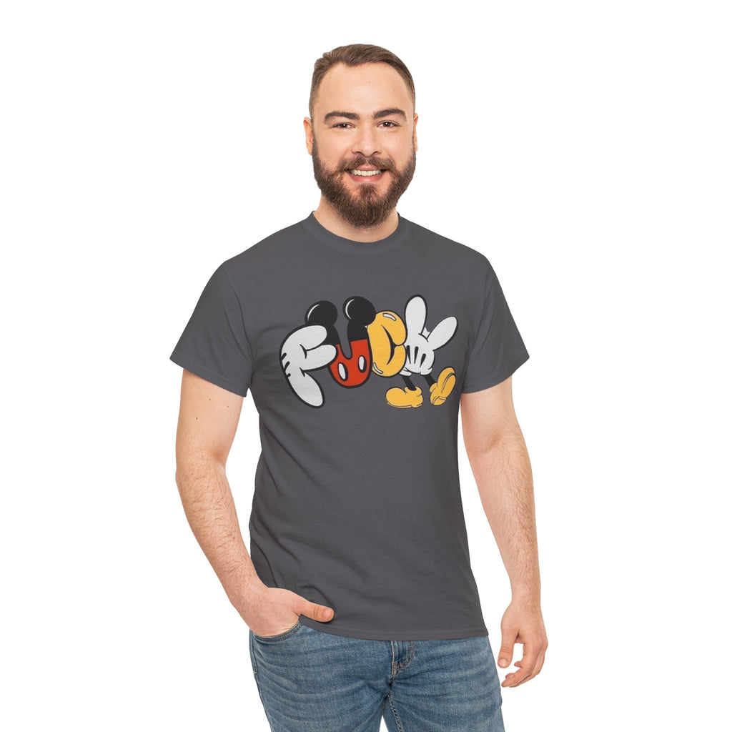 F**K Disney Graphic Tee — Playful Cartoon Hands & Shoes Design