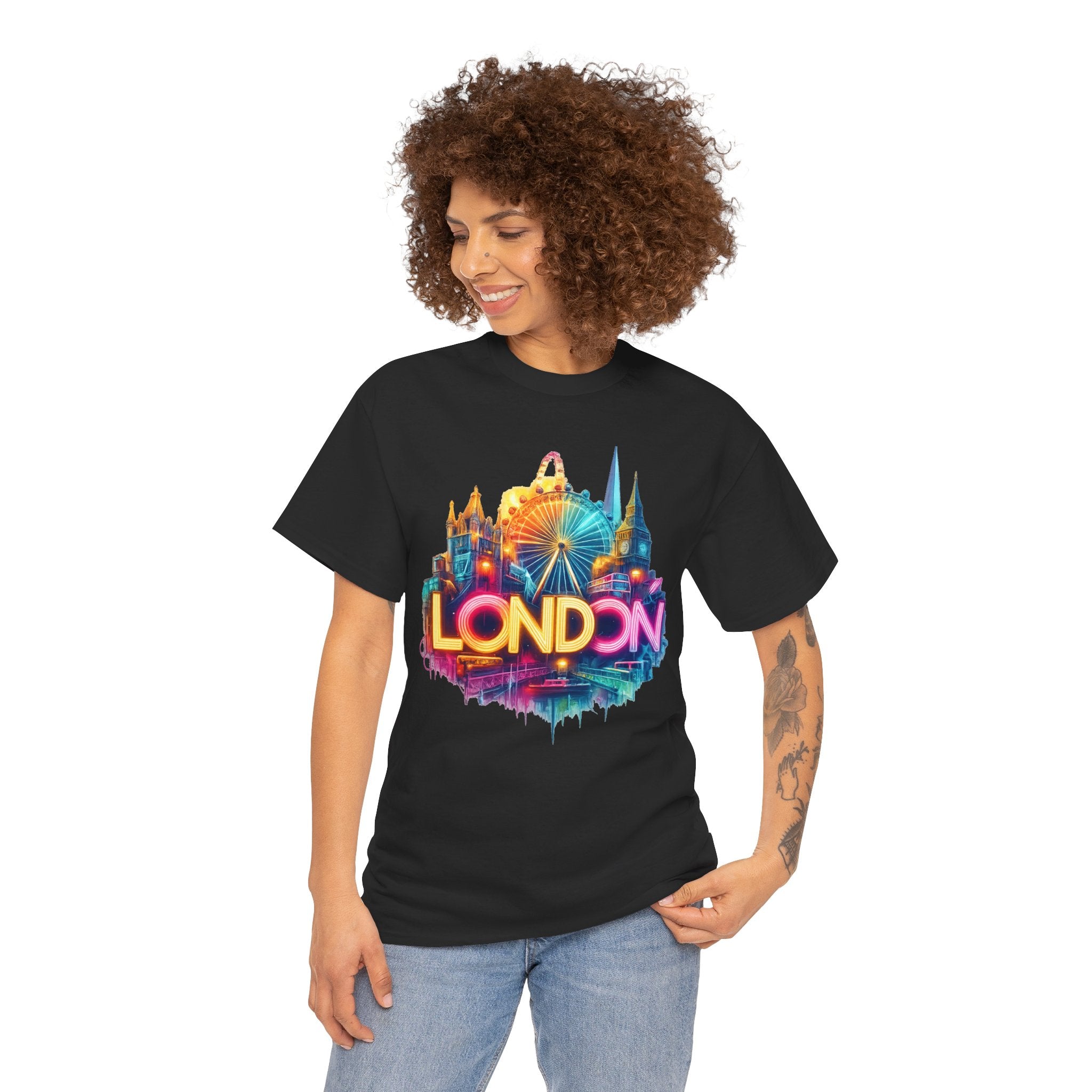 London Skyline Tee — Colorful Neon London Landmark T-Shirt