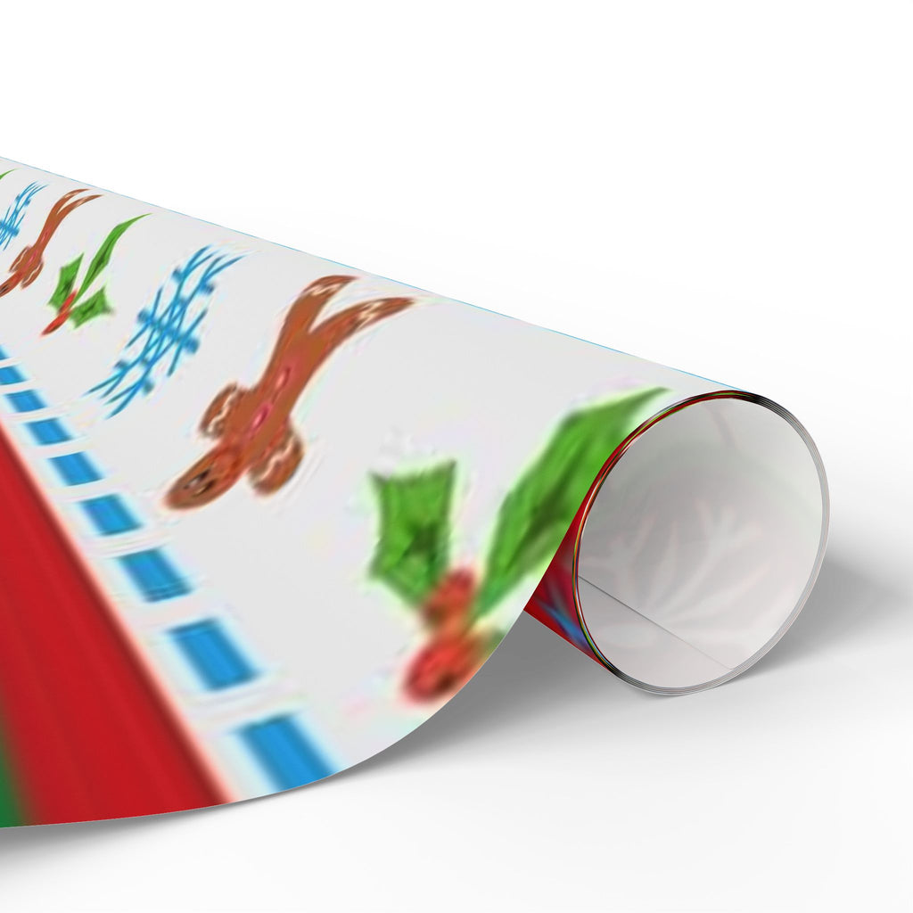 Christmas Stripe Wrapping Paper - Festive Gingerbread & 'Merry Christmas' Holiday Gift Wrap