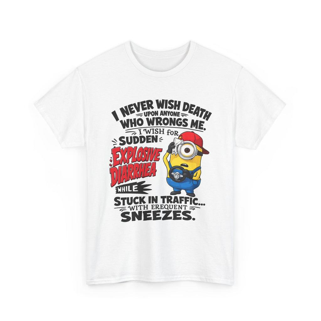 Funny Minion Traffic Tee — "Explosive Diarrhea" Humorous Graphic T-Shirt