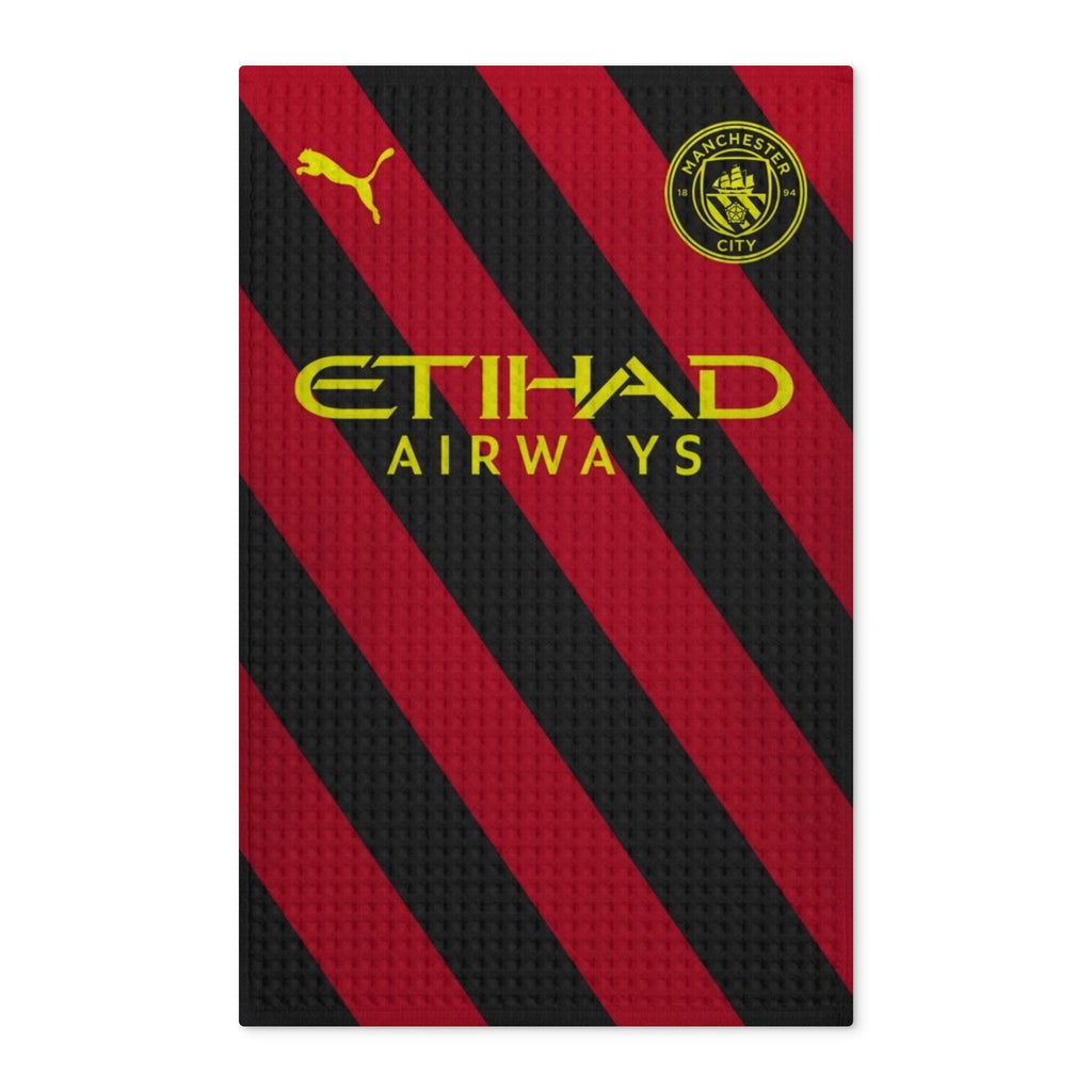 Manchester City Black & Maroon Striped Waffle Tea Towel – Etihad Airways Logo