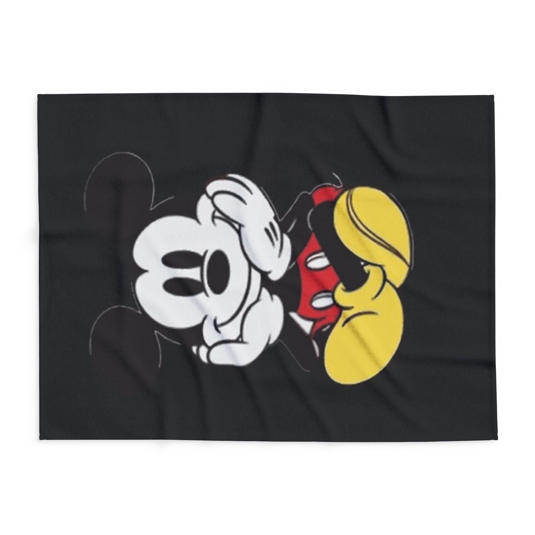 Mickey Mouse Inspired Black Plush Throw Blanket — Cute Vintage Cartoon Fleece