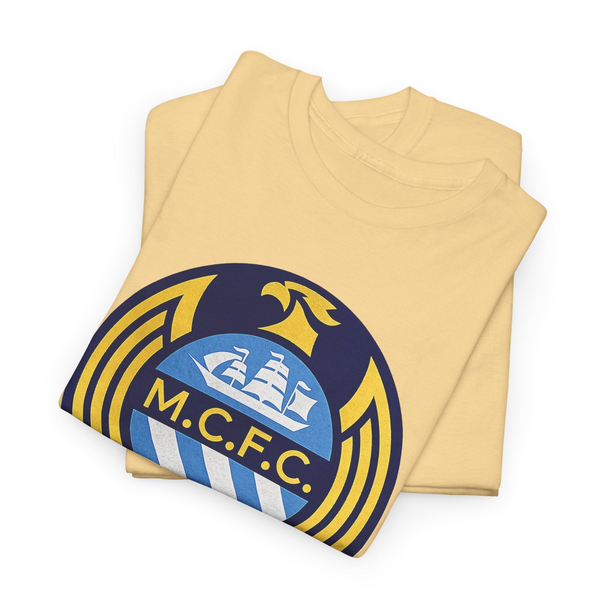 MCFC Crest T-Shirt — Vintage Blue & Gold Soccer Tee
