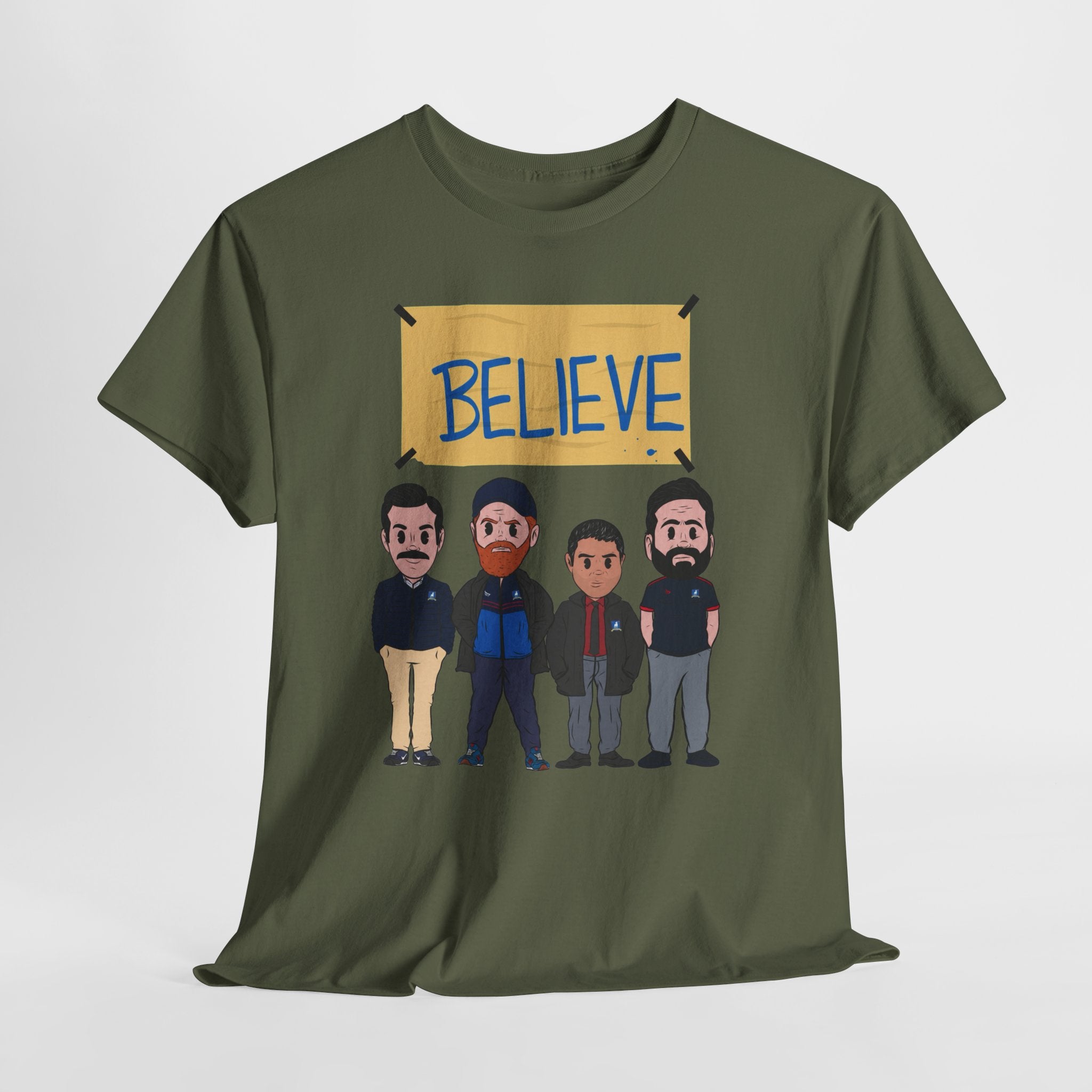 Ted Lasso Inspired Believe Cartoon Band Cotton T-Shirt