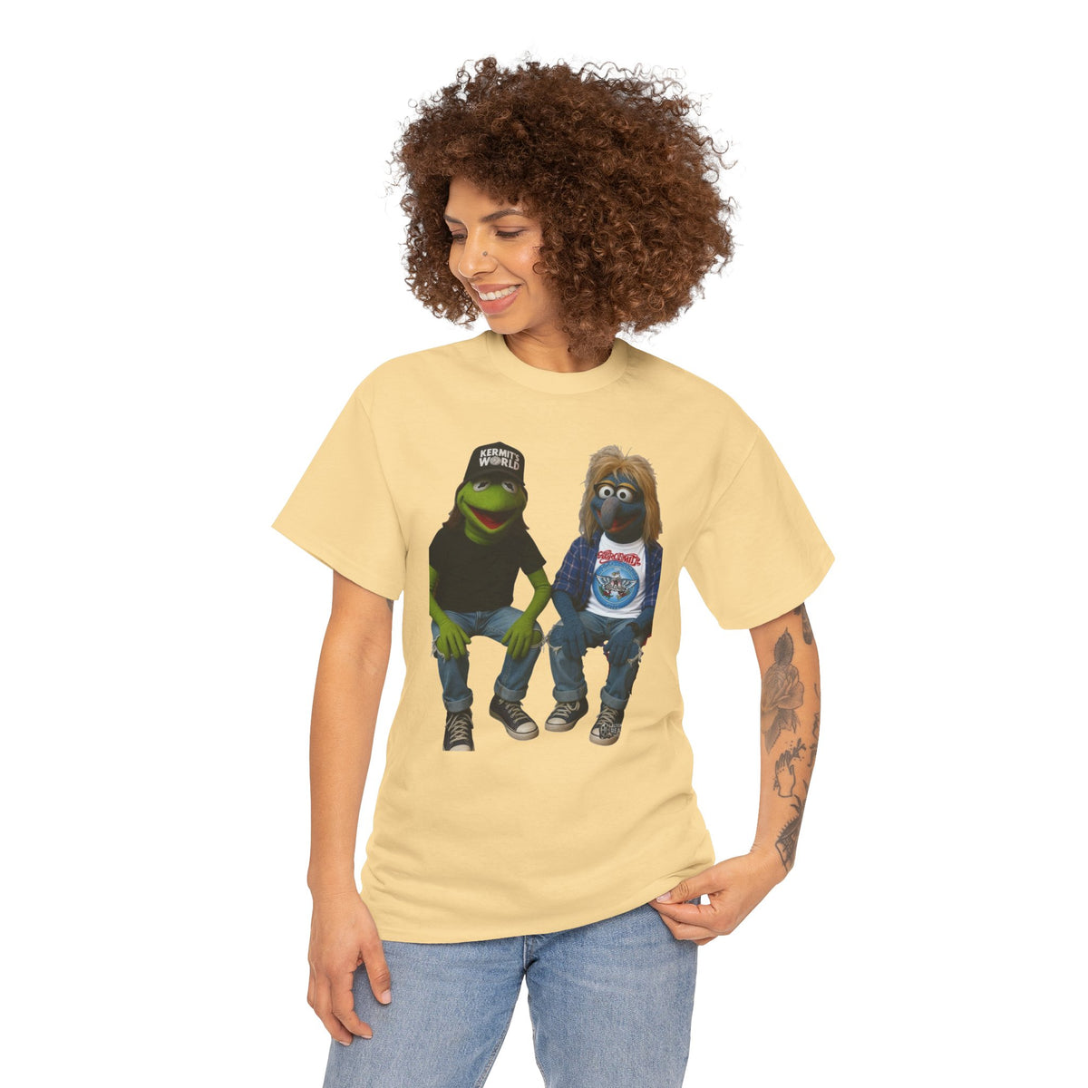 Kermit & Gonzo Waynes World Inspired Character Graphic T-Shirt