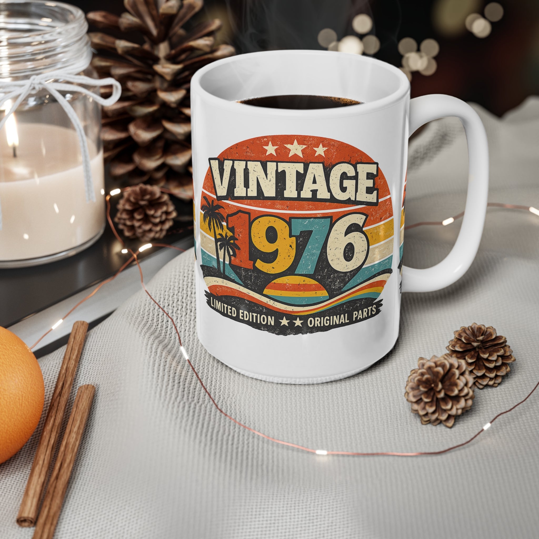 Vintage 1976 Coffee Mug — Retro Sunset Palm 11oz/15oz