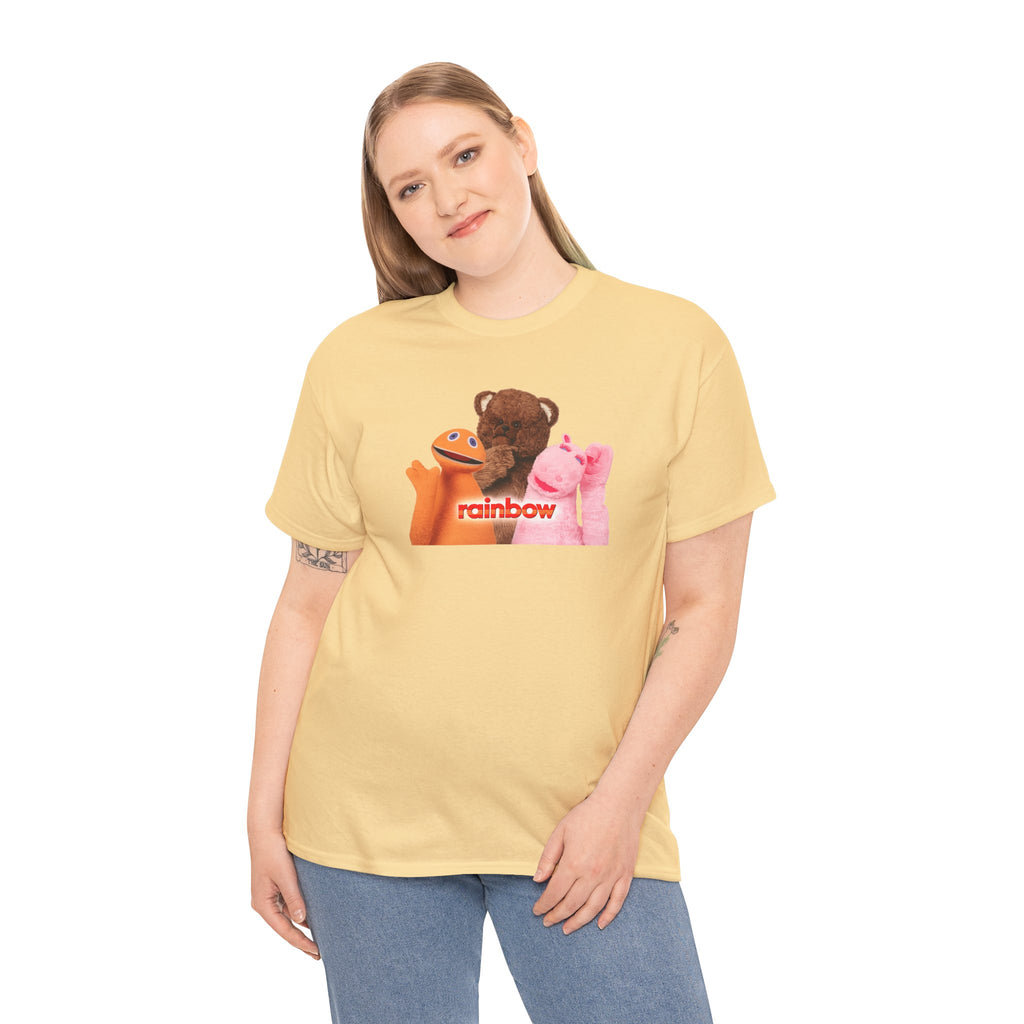 Rainbow Kids TV Zippy, George and Bungle Puppets T-Shirt — Cute Teddy & Hand Puppets Graphic Tee