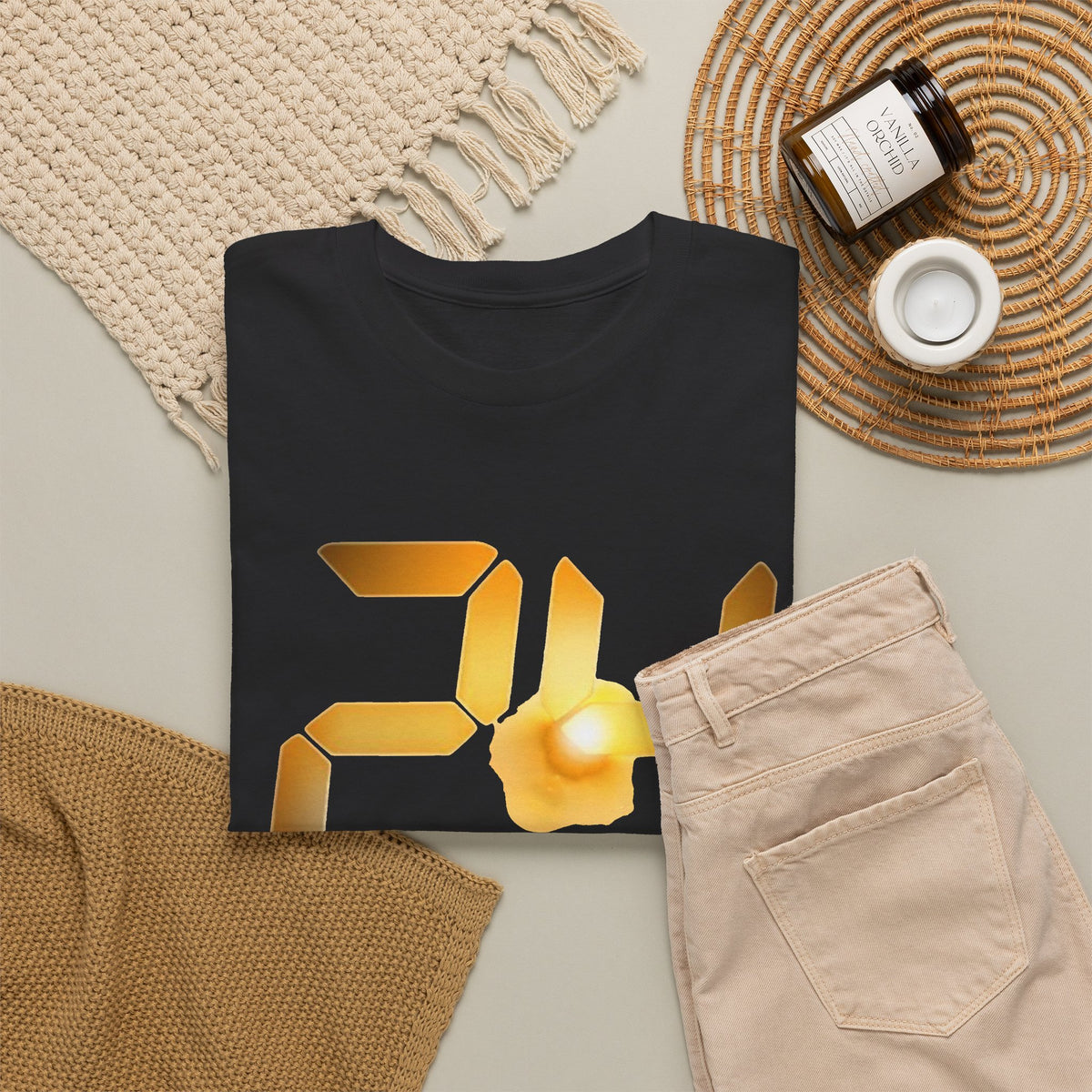 24 TV Show Inspired Tee — Gold Digital Clock Logo