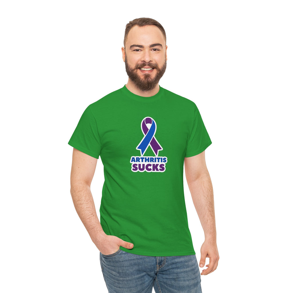 Arthritis Sucks Awareness T-Shirt — Purple & Blue Ribbon Support Tee