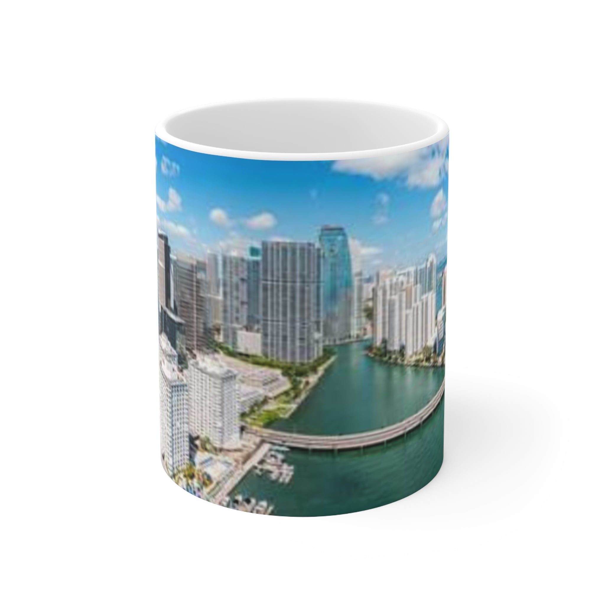 Miami Skyline Ceramic Coffee Mug — Aerial Cityscape 11oz & 15oz