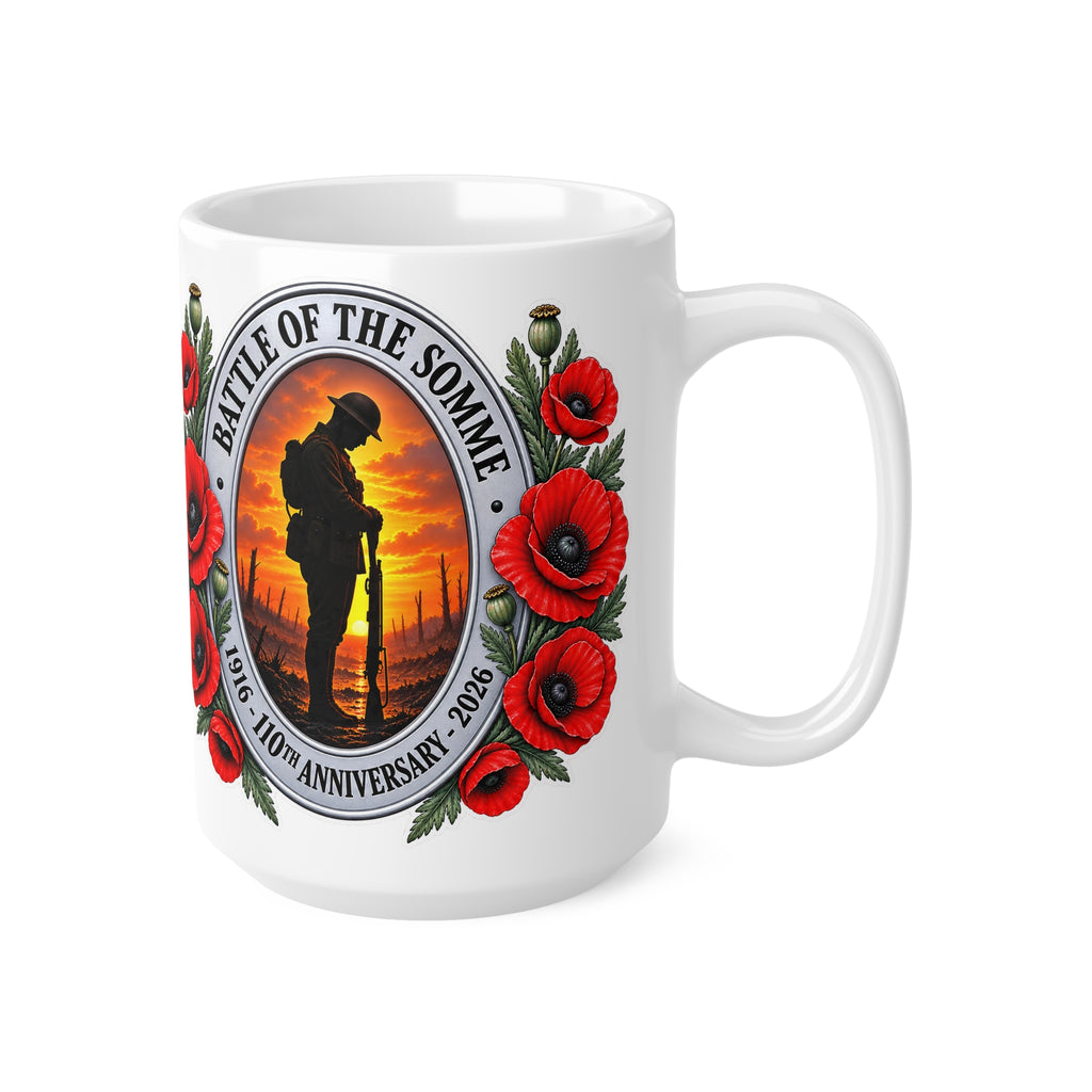 Battle of the Somme Poppy Memorial Mug — 11oz & 15oz Ceramic Coffee Cup