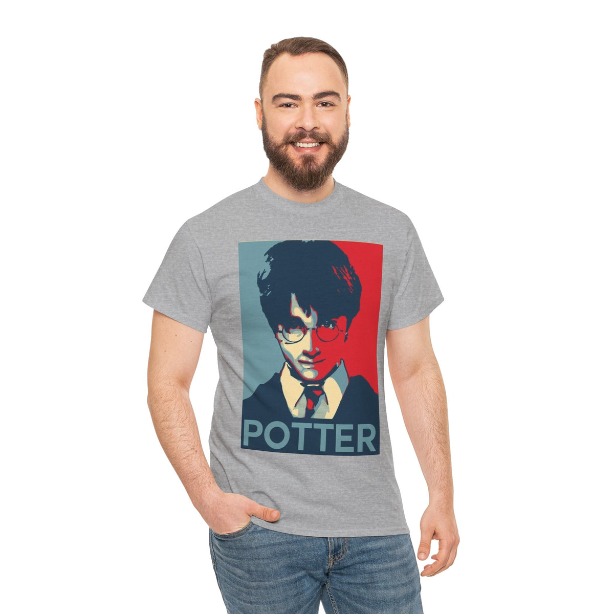 Harry Potter Inspired Vintage Wizard Portrait Cotton T‑Shirt — 'Potter' Graphic Tee