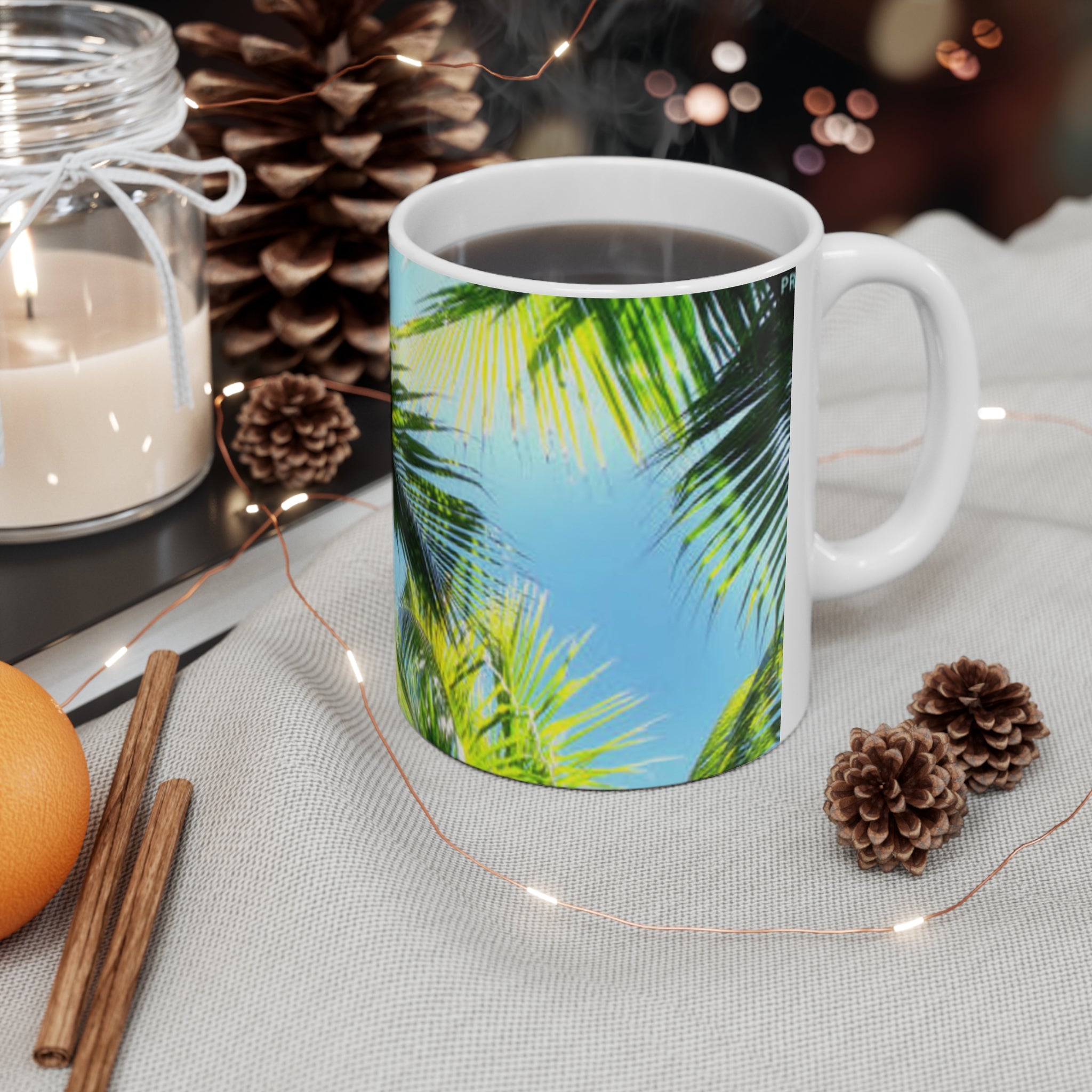 Palm Tree Coffee Mug – Tropical Beach 11oz & 15oz Ceramic Cups