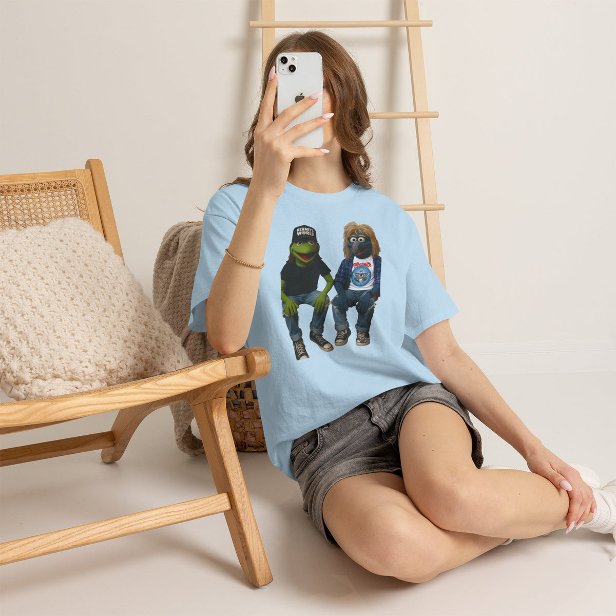 Kermit & Gonzo Waynes World Inspired Character Graphic T-Shirt