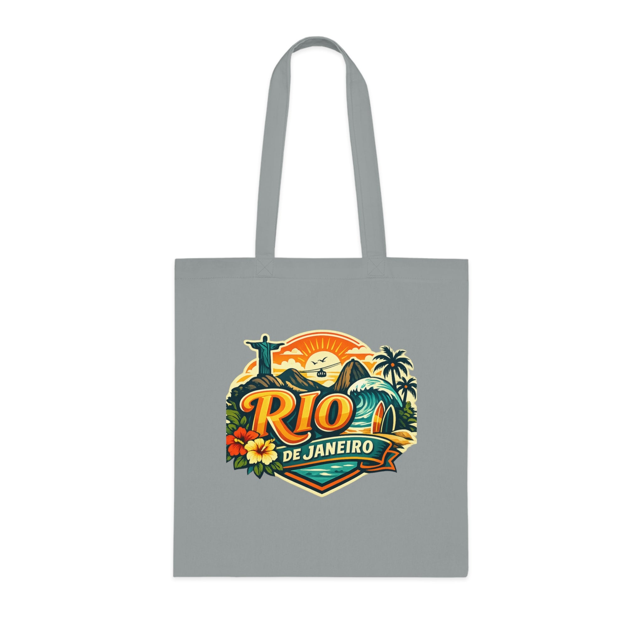 Rio de Janeiro / West Palm Beach Beach Tote — Retro Tropical Cotton Tote Bag