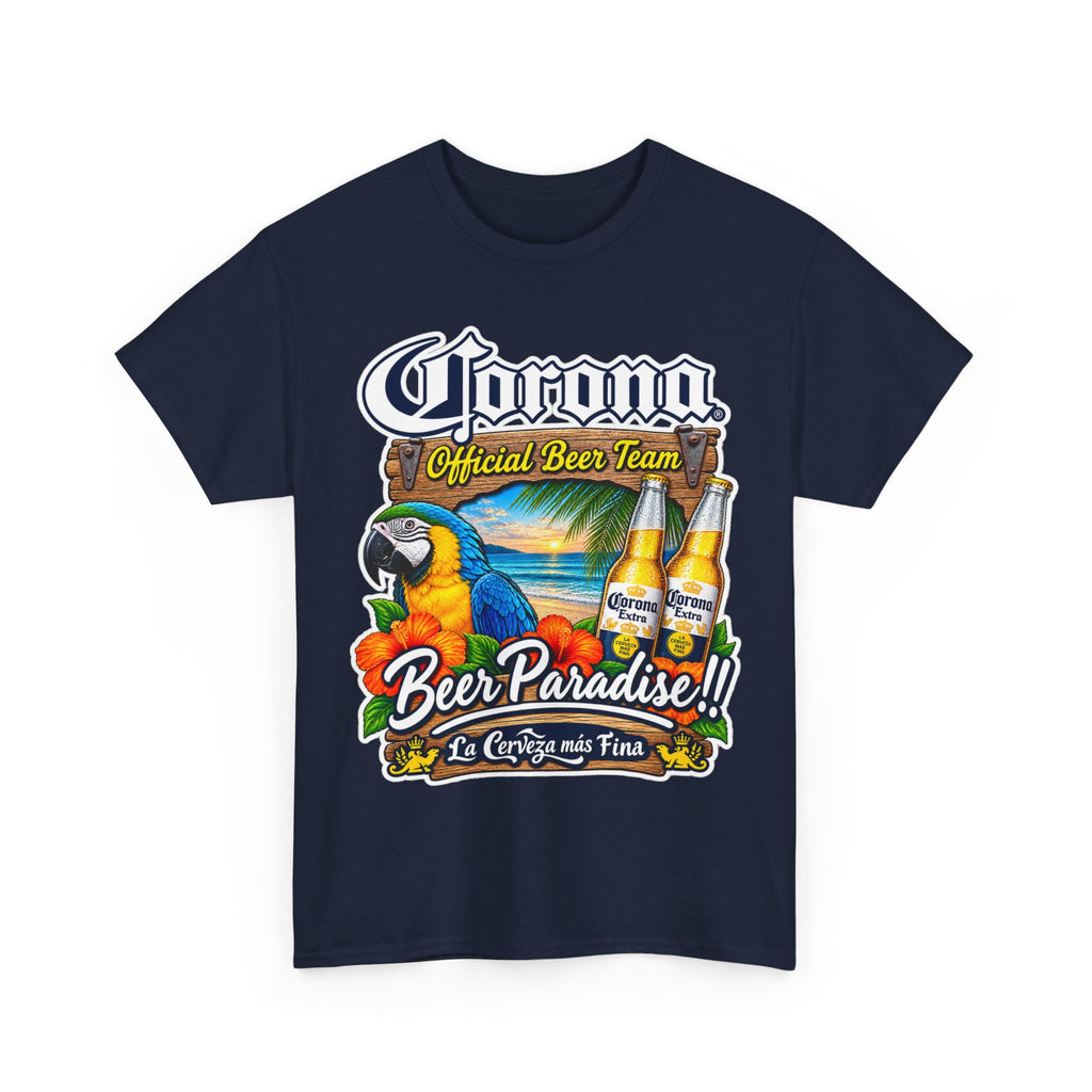 Corona Beer Paradise Tee — Tropical Parrot Beach Beer T‑Shirt