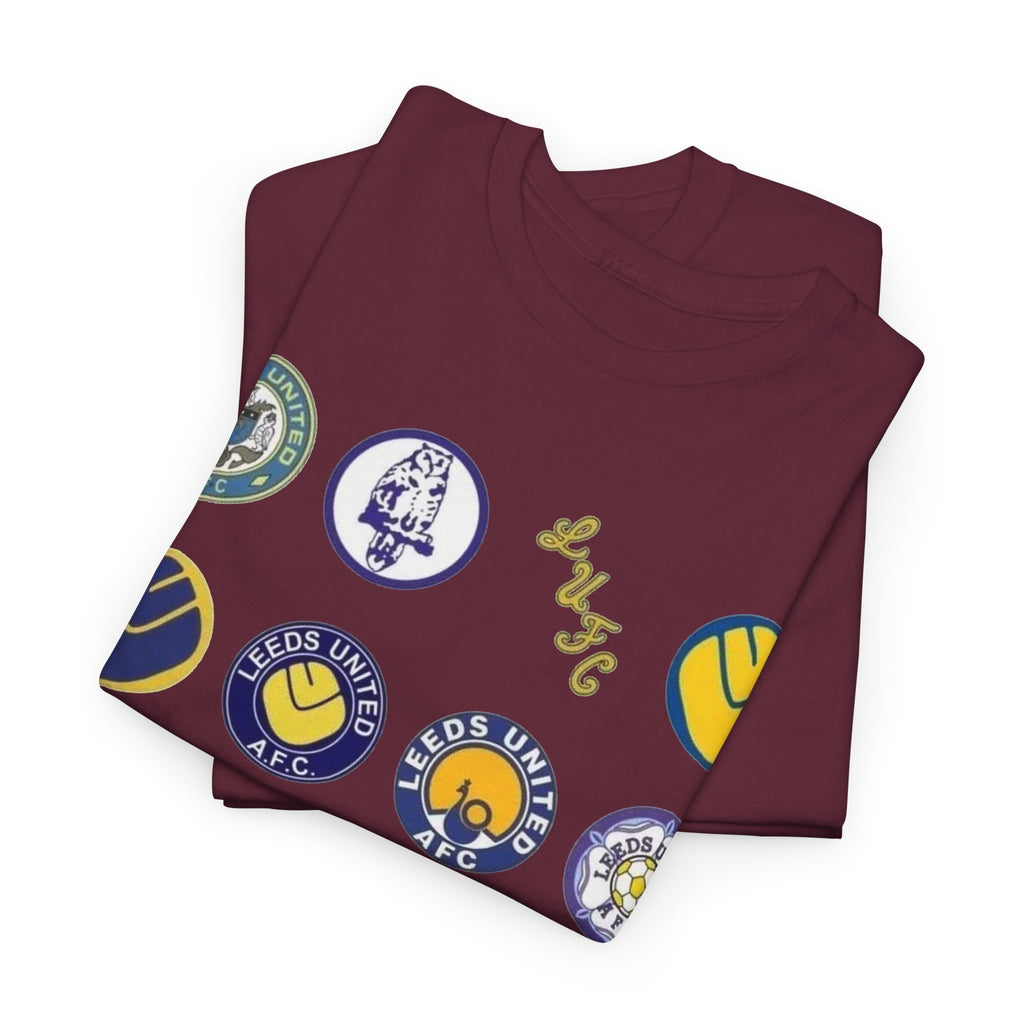 Leeds United Retro Crest Cotton T-Shirt — Vintage Football Club Emblem Tee