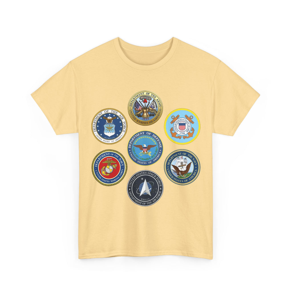 Military Branch Seals T-Shirt — Vintage US Armed Forces Emblems Tee