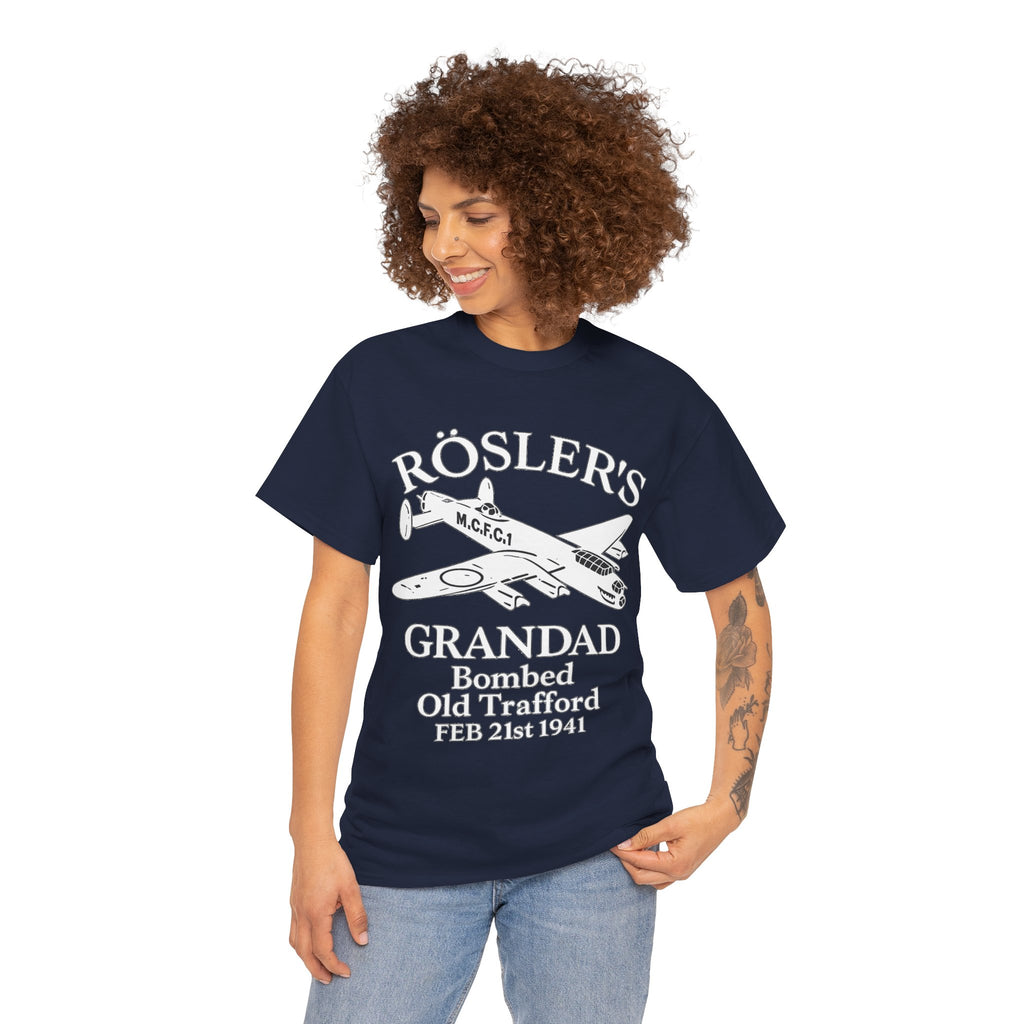 Rösler's Grandad Bombed Old Trafford Tee — WWII Tribute Military Plane Shirt (Feb 21, 1941)