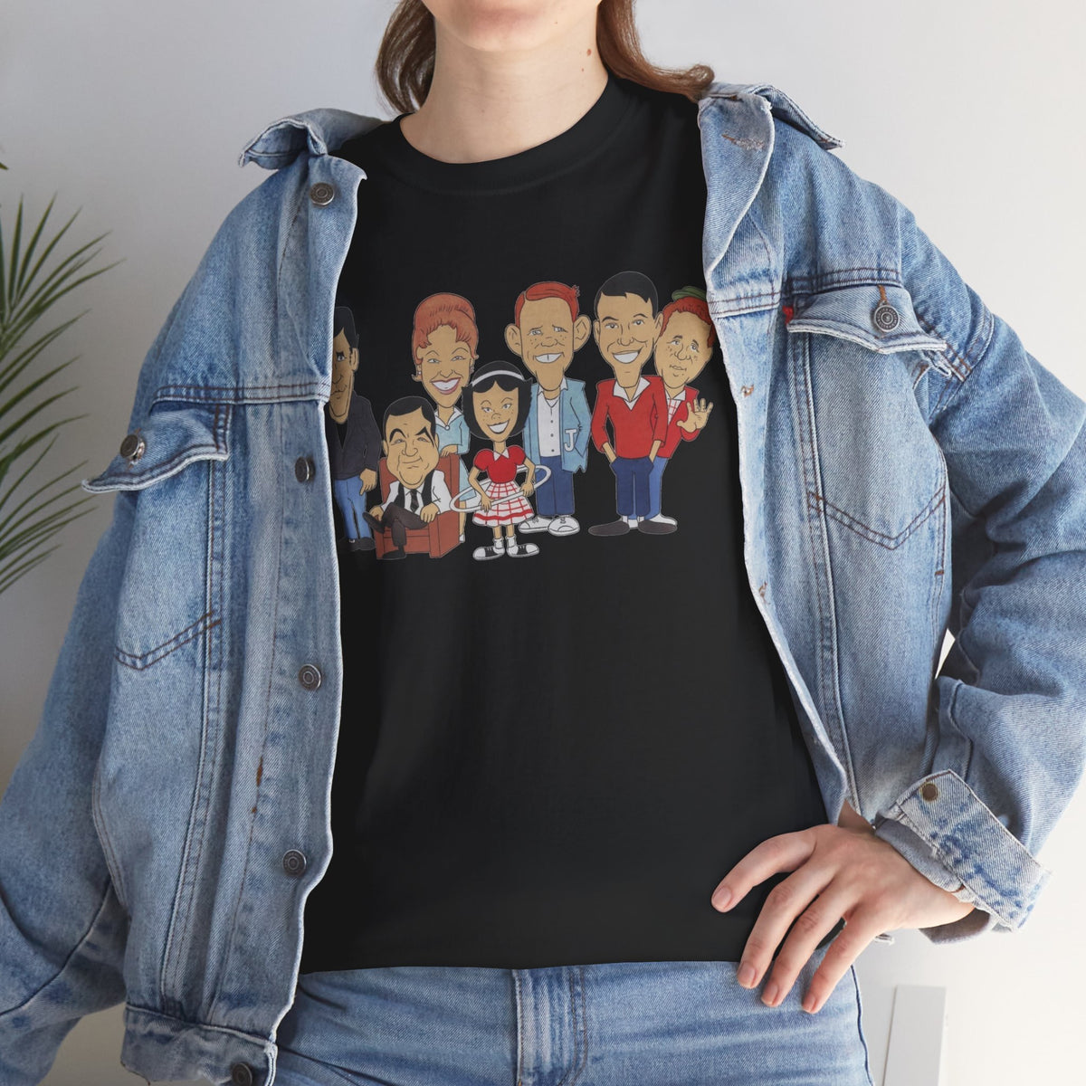 Happy Days Retro TV Cast Cartoon Tee - Vintage Sitcom Character Group Shirt