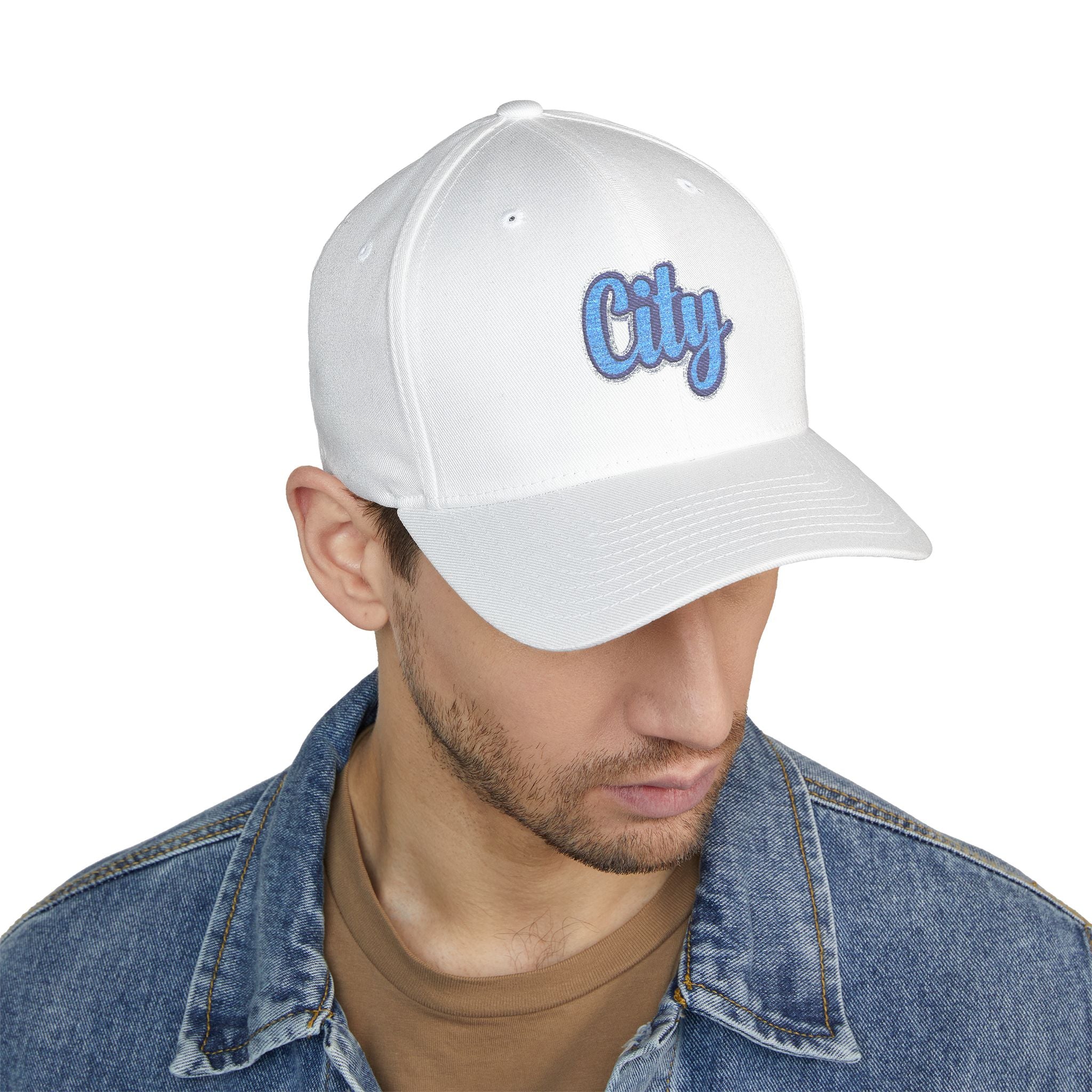 Embroidered "City" Script Closed-Back Baseball Cap