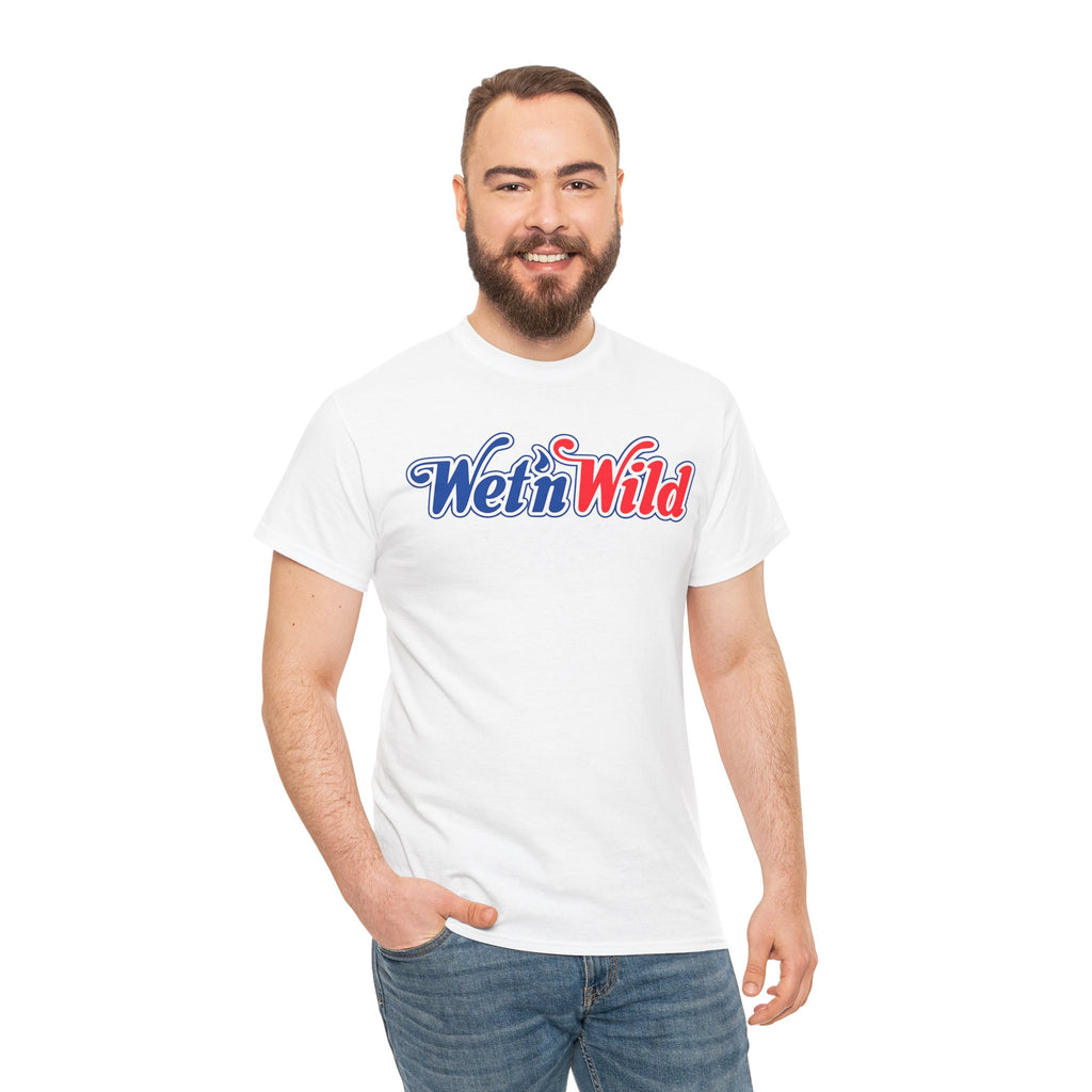 Wet 'n Wild Retro Script T-Shirt — Red & Blue Patriotic Graphic Tee