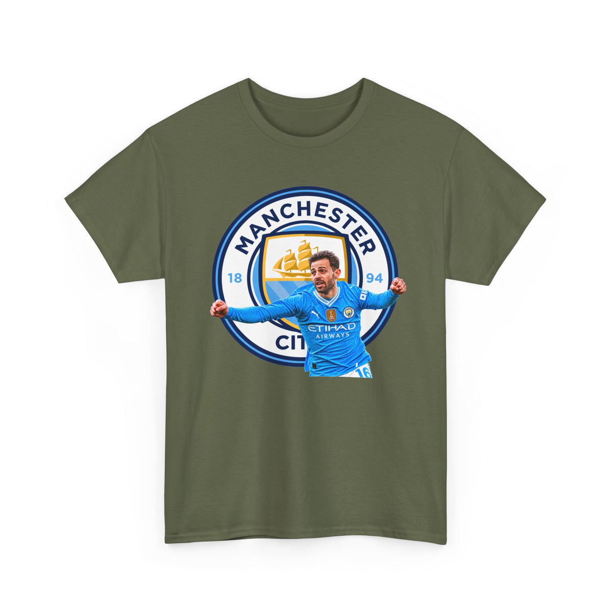 Bernardo SIlva Manchester City legend Cotton T‑Shirt — Blue Crest Football Tee