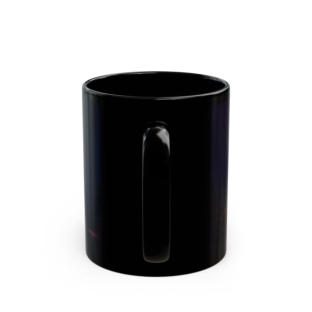 Hogwarts Castle Fireworks Night Black Mug — Castle Nightscape Coffee Cup (11oz/15oz)