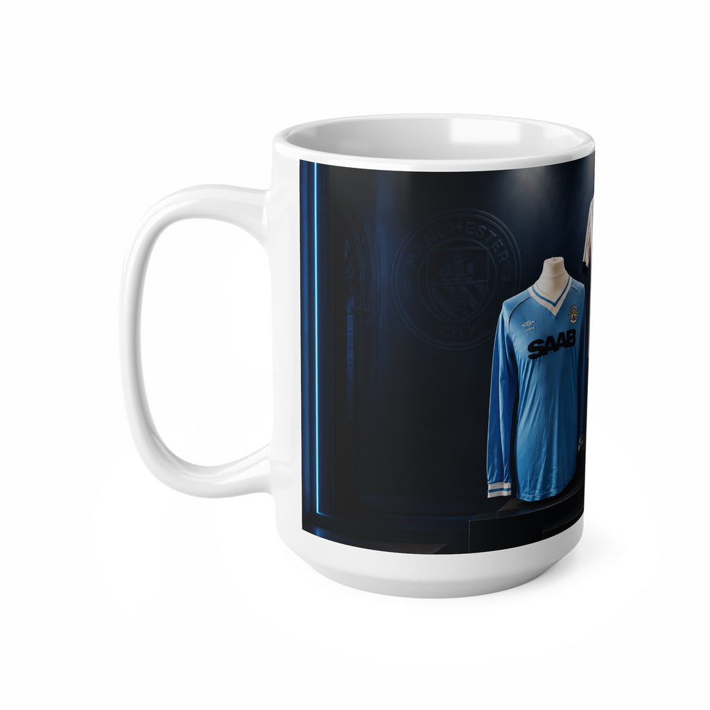 Manchester City Retro Saab Football Jersey Ceramic Mug — Vintage Soccer Memorabilia Coffee Cup (11oz/15oz)