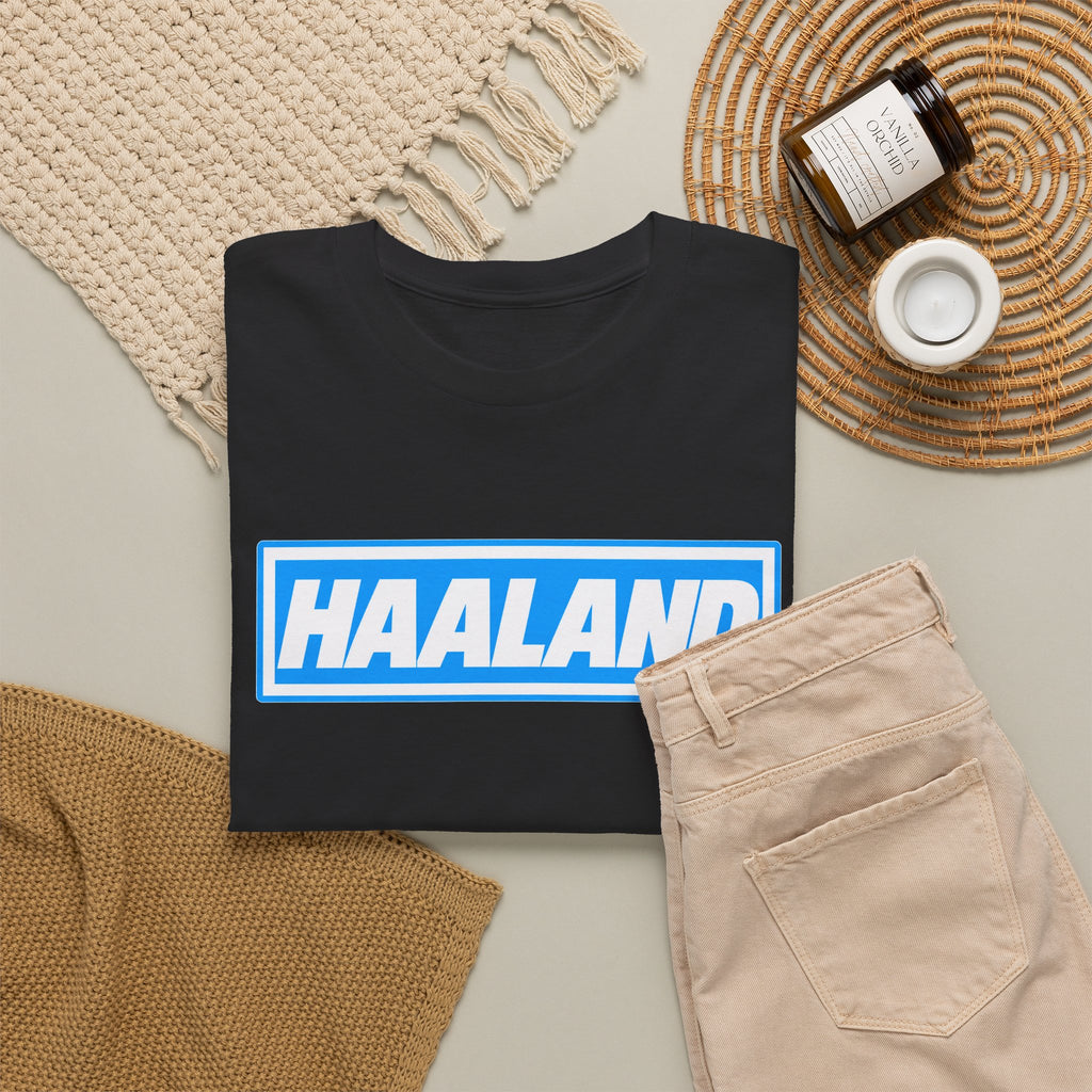 Haaland Box Logo Tee — Soccer Fan Jersey Style Shirt