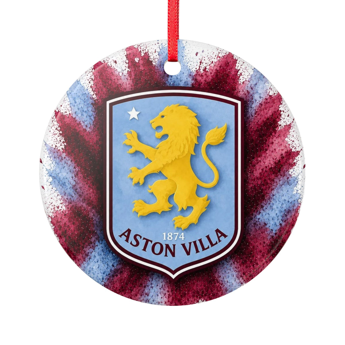 Aston Villa Ceramic Ornament — Double-Sided Football Club Crest Holiday Decoration
