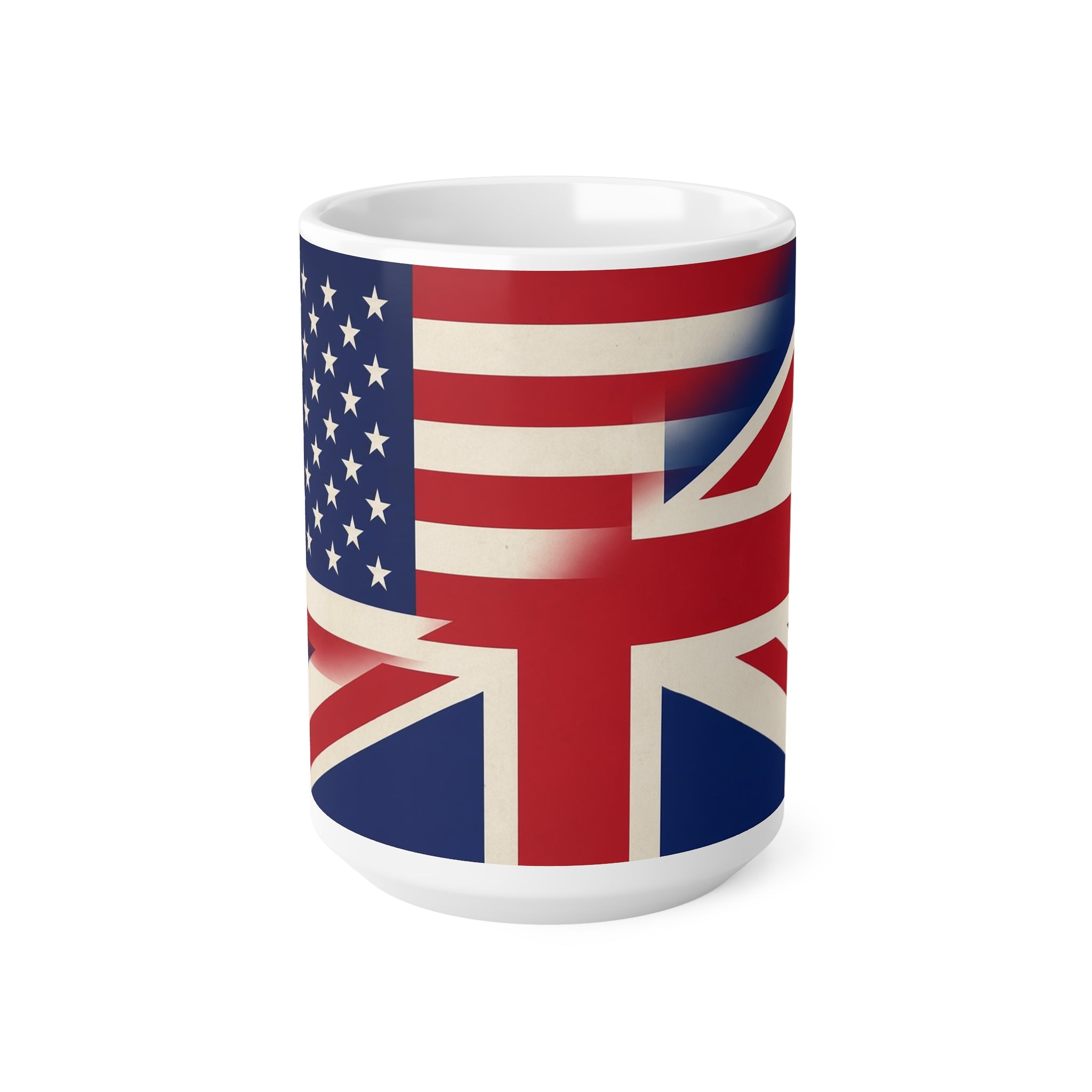 USA & UK Flag Ceramic Coffee Mug — Dual American & British Flag 11oz/15oz