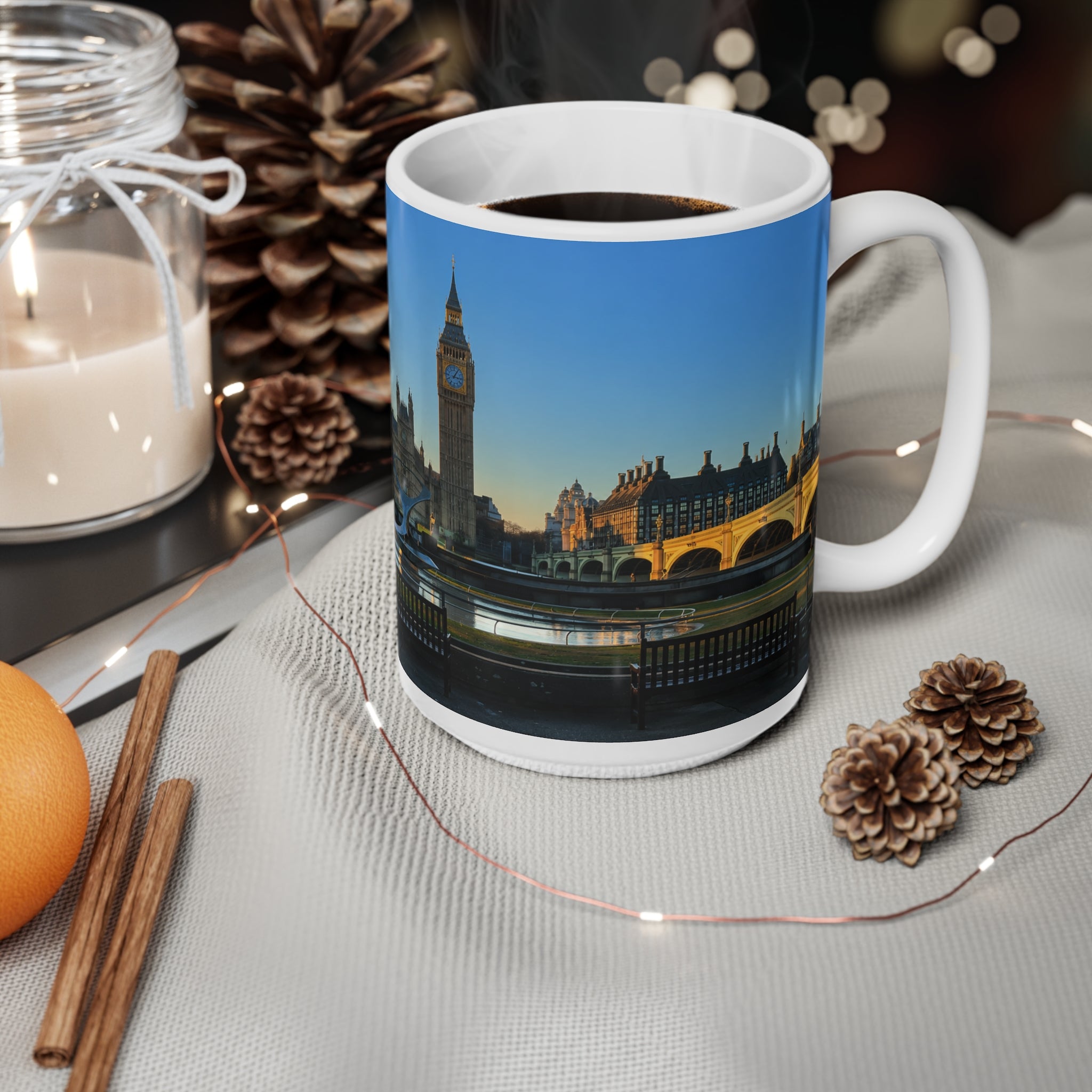 London Sunset Panorama Mug – Big Ben & Thames Ceramic Coffee Cup (11oz, 15oz)
