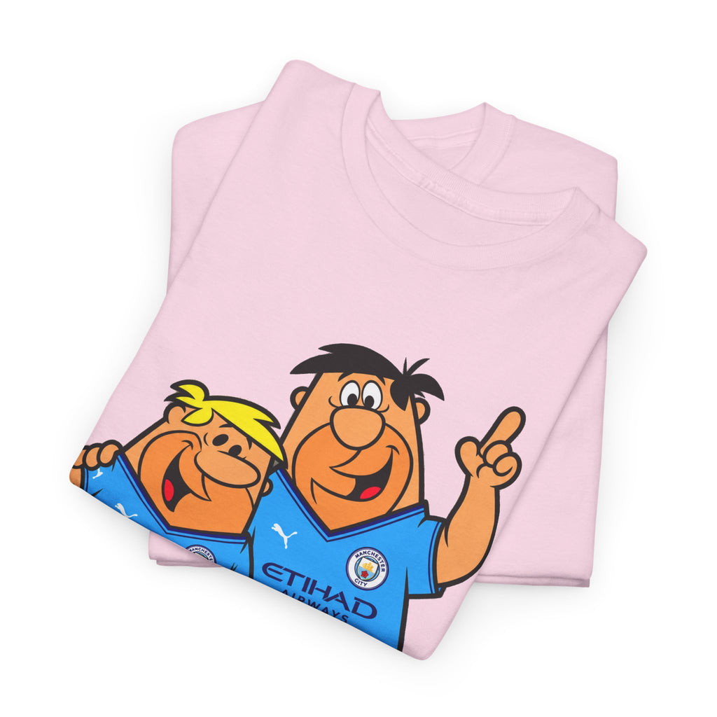 Manchester City The Flintstones Etihad Airways Cartoon Cotton T-Shirt