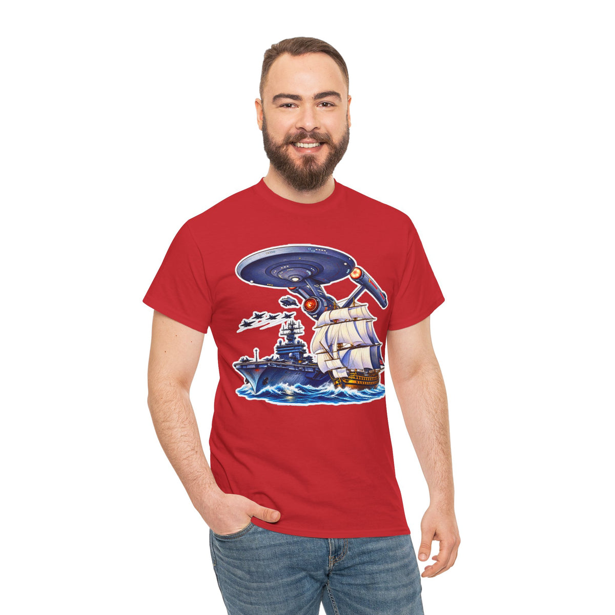 Nautical Starship Called Enterprise T-Shirt — Vintage Sailing Ship Meets Spaceship Graphic Tee